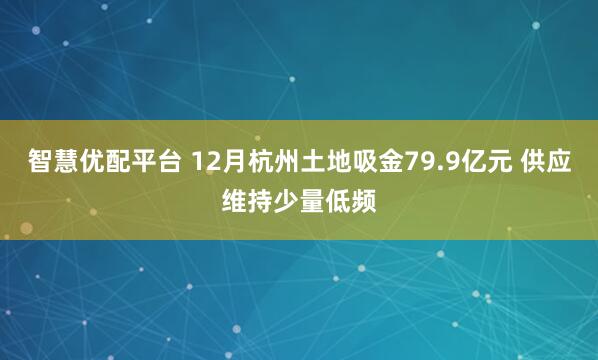 智慧优配平台 12月杭州土地吸金79.9亿元 供应维持少量低频