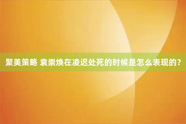 聚美策略 袁崇焕在凌迟处死的时候是怎么表现的？
